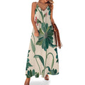 Robe longue maxi fluide et décontractée pour femme, style vintage, à motif floral vert sauge, idéale pour l'été et les mariages formels.