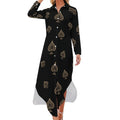 Robe-chemise tendance Acespades pour femme, à manches longues et boutons, style maxi.